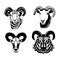 Black Sheep Breeds Head Vector Illustration