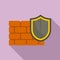 Black shield firewall icon, flat style