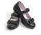 Black shine leather girl shoes