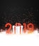 Black shiny 2019 New Year background with red gift box.