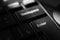 Black shiny keyboard closeup. Enter key. Black and white photo