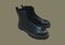 Black shiny polished black leather Marten boots
