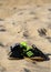 Black shoes left on the beach