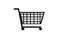 Black shopping cart icon on White