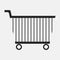 Black shopping cart with vertical basket stripes