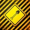 Black Shovel icon isolated on yellow background. Gardening tool. Tool for horticulture, agriculture, farming. Warning