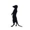 Black silhouette of african meerkat on white background. Isolated mongoose icon. Wild animals of Africa. Savannah nature