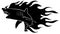 Black silhouette aggressive shark jump attack illustration. white background