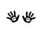 Black silhouette of baby hand prints with animal pawprints inside