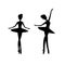 Black silhouette ballerina, ballet dancer vector illustration.