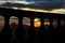 Black silhouette of Balustrade on sunset and mountain line backgound