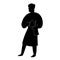 Black silhouette of barista. Character illustration isolated on white. Cartoon people vector illustration