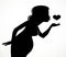 Black silhouette of a beautiful pregnant woman sending an air kiss