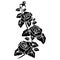 black silhouette bloom motif floral for background, border, frame decoration