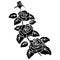 black silhouette bloom motif floral for background, border, frame decoration