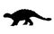 Black silhouette. Brown ankylosaurus. Cute dinosaur, cartoon design. Flat  illustration isolated on white background. Animal