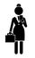 Black silhouette businesswoman with smartphone and briefcase. Business Infographic. Female figure