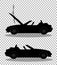 Black silhouette of car crash before and after