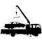 Black silhouette Car towing truck on white background