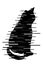 Black silhouette of a cat with glitch effect on white background. Abstract laconic minimalistic design