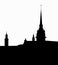 Black silhouette of the cathedral in the old city of Stockholm