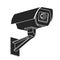 black silhouette of CCTV security camera on white background