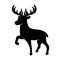 Black silhouette of Christmas horned reindeer in a minimal flat style. Vector illustration of a one single standing cute northern