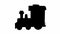 Black silhouette of a Christmas steam locomotive with gifts 3d-rendering