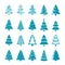 Black silhouette christmas trees vector stylized simple symbols