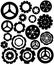 Black silhouette. Collection of gear wheels icons set. Flat vector illustration isolated on white background