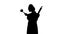 Black silhouette of cook crossing arms holding rolling pin and ladle.