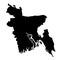 Black silhouette country borders map of Bangladesh on white back