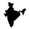 black silhouette country borders map of India on white background. Contour of state. Vector illustration