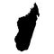 Black silhouette country borders map of Madagascar on white back