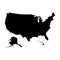 Black silhouette country borders map of United States of America
