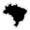 Black silhouette of the country Brazil with the contour line. Effect of stickers, tag and label. Vector illustration