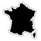Black silhouette of the country France with the contour line. Effect of stickers, tag and label. Vector illustration