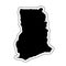 Black silhouette of the country Ghana with the contour line or f