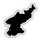 Black silhouette of the country North Korea with the contour lin