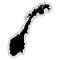 Black silhouette of the country Norway with the contour line and
