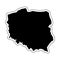 Black silhouette of the country Poland with the contour line. Effect of stickers, tag and label. Vector illustration