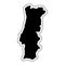 Black silhouette of the country Portugal with the contour line.