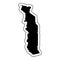 Black silhouette of the country Togo with the contour line or fr