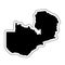 Black silhouette of the country Zambia with the contour line or