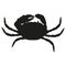 Black silhouette of a crab. marine animal drawing,isolated whole crab in black, sketch style drawing, top view, on white for