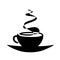 Black silhouette cup of tea or coffee with steam vector illustration.