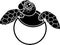 Black silhouette of cute cartoon sea turtle hatching out of egg