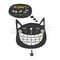 Black silhouette cute laughing orthodontics cat icons with collar bell and speech bubble
