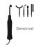 Black silhouette of darsonval with a set of nozzles on a white background. Portable medical device for treating skin and hair at