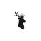 Black silhouette of deer head with antlers and royal crown